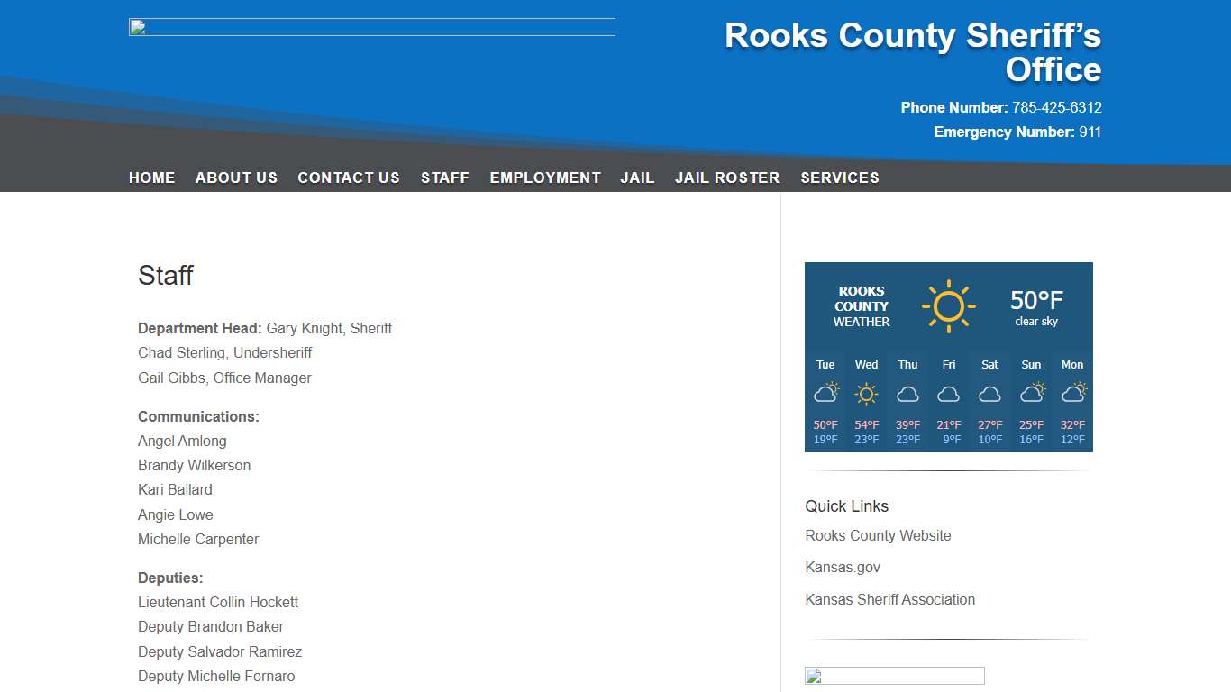Staff | Rooks County Sheriff